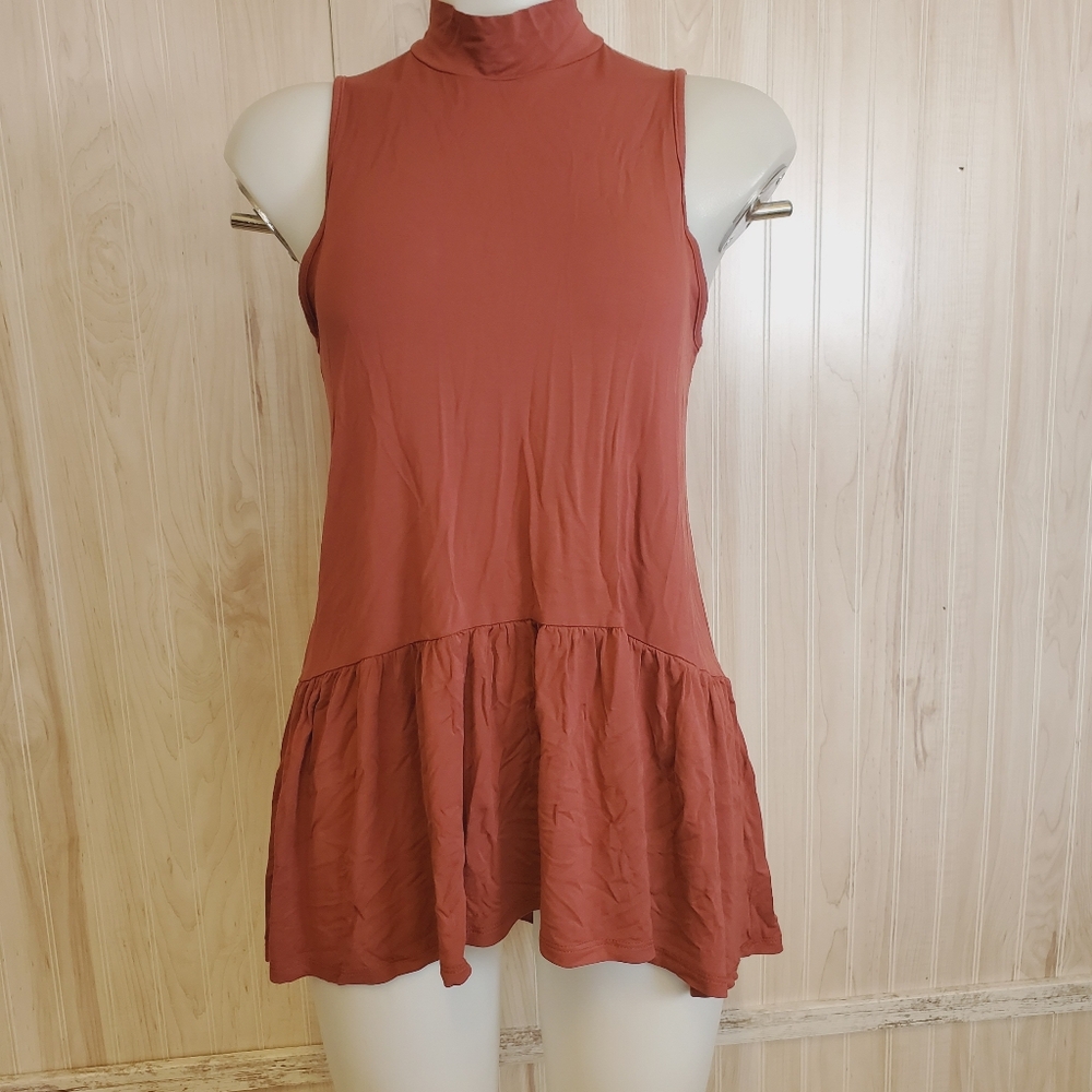 Anthropologie Sunday in Brooklyn Euro Summer Peplum Tank Top‎ Long Size XS Rust